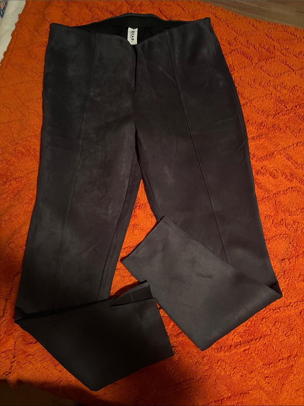 Women's Straight Leg Dress Pants in Black soft (similar to velour) Cozy for fall